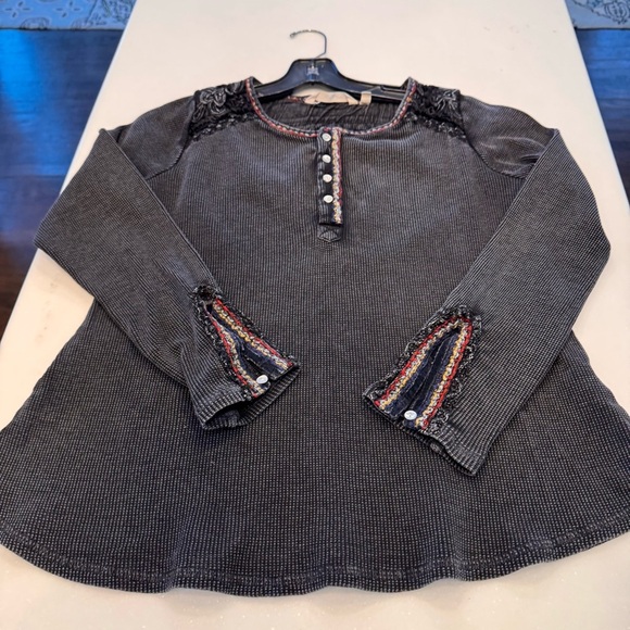 Soft surroundings womens Cobi Thermal velvet trim gray ashy wash Size SP - Picture 12 of 13